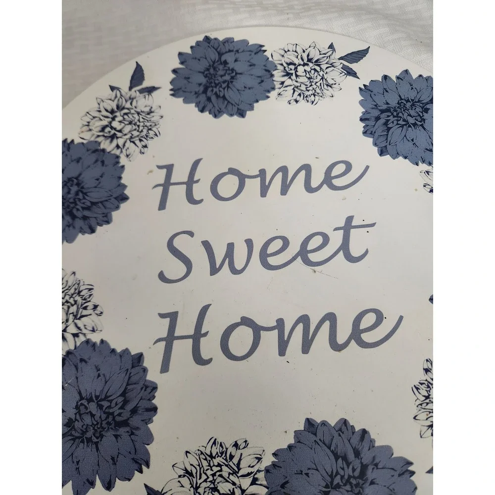 True Living Home Sweet Home Lazy Susan Blue Floral 12 Inch Rotating Turntable